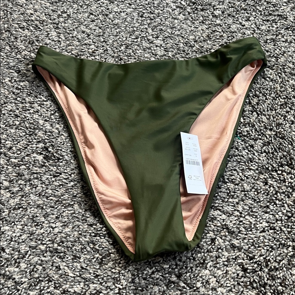 J.Crew NWT high rise bikini bottom olive green size S
